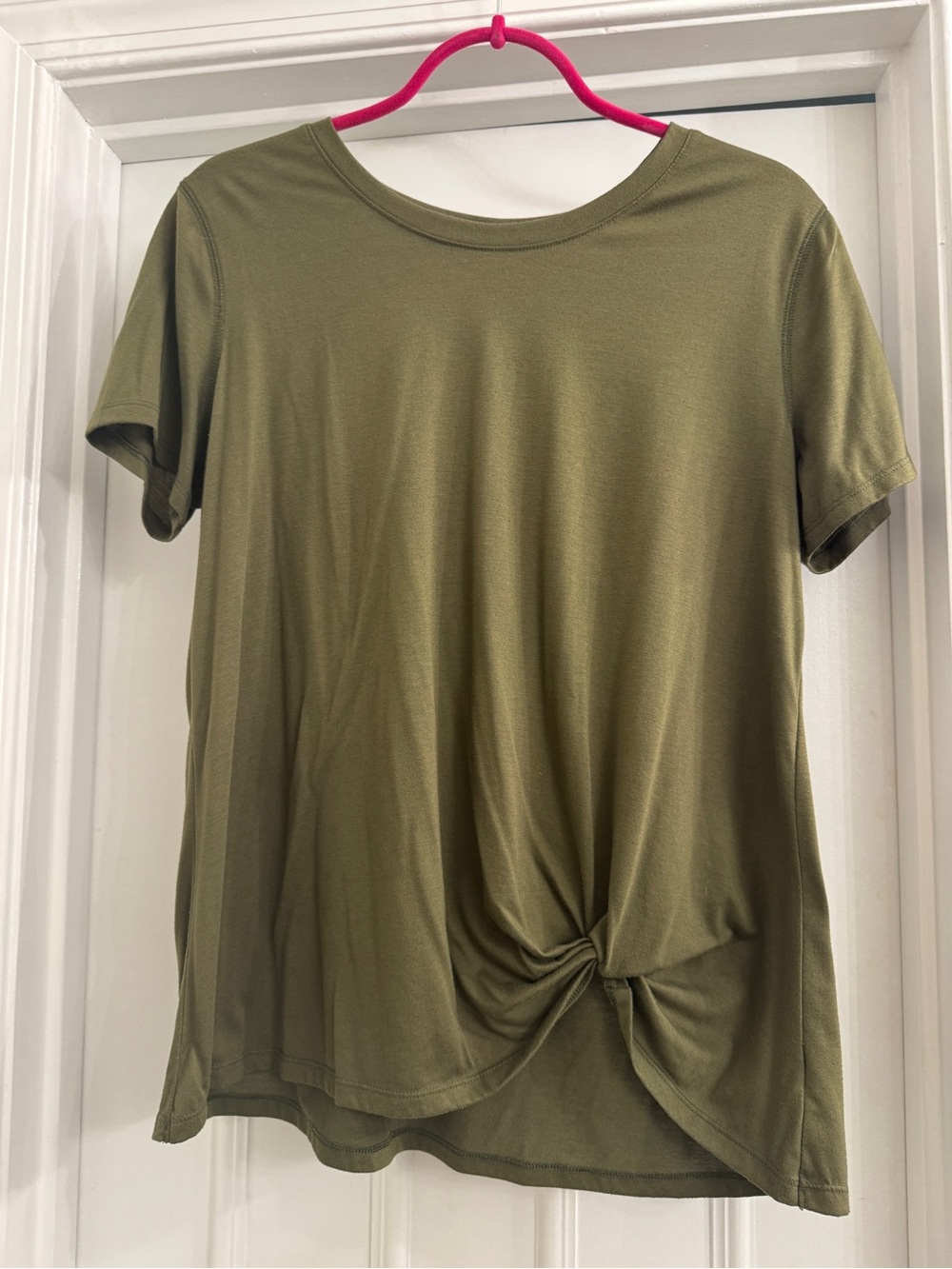 Old Navy Olive Green Short-Sleeve Twist Front Tee